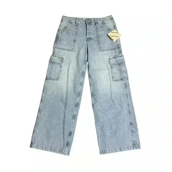 Mother Denim The Spinner Cargo Nerdy Light Wash Jeans Button Fly Size 29 NWT - Picture 2 of 8